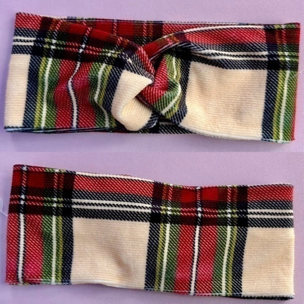 Tartan plaid Christmas ultra soft twist front headband new